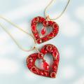 Red heart pendant necklace. - Necklace - beadwork