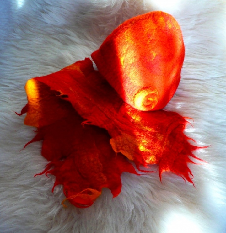 Red cap and scarf