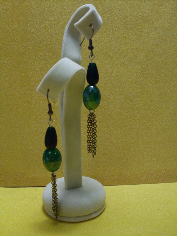 Dark green earrings