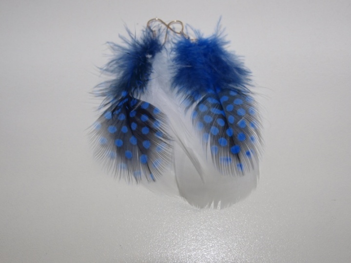 Feather earrings white-blue