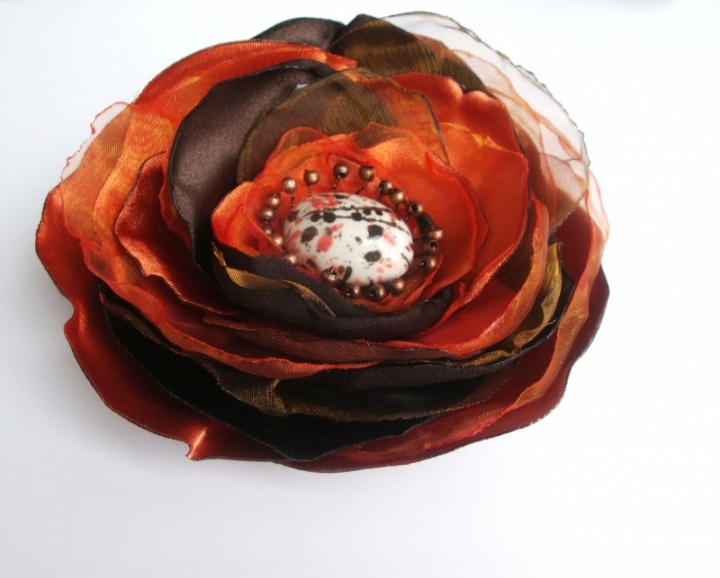 Brooch-flower. Orange