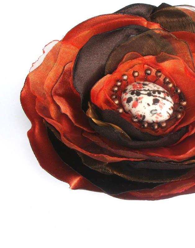 Brooch-flower. Orange picture no. 3