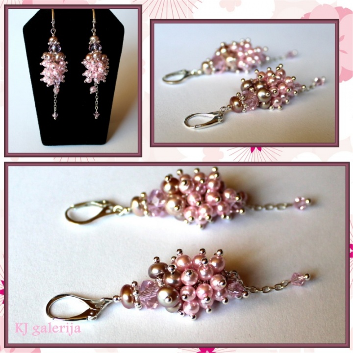 Pink pearl earrings