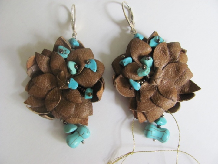 Handmade earrings genuine leather