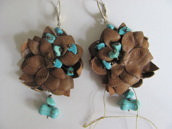 Handmade earrings genuine leather picture no. 2