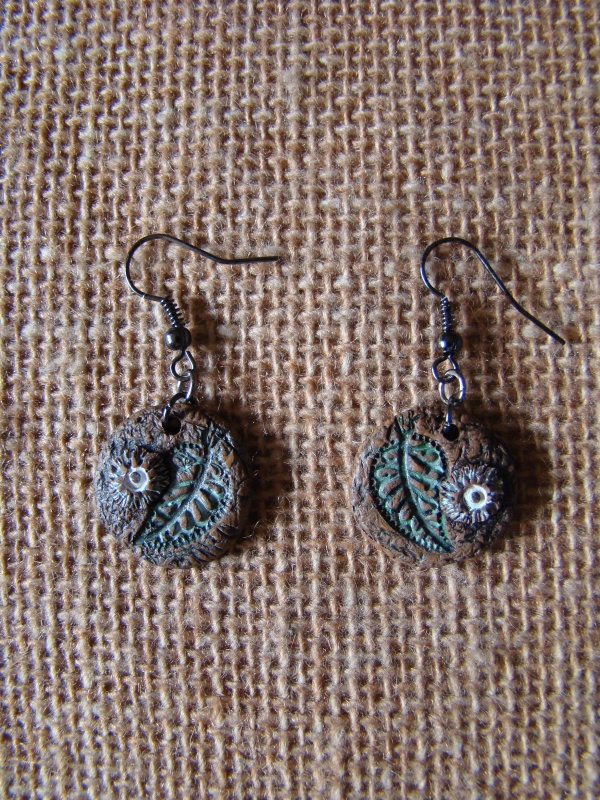 Earrings " green leaves "