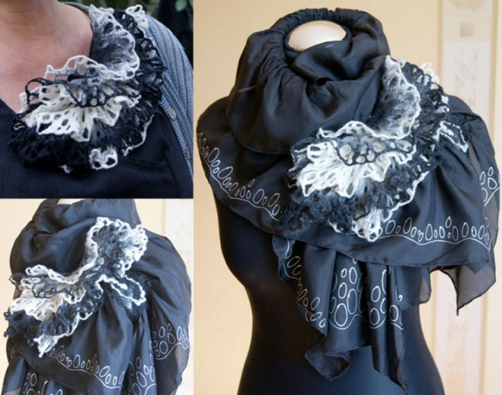 Painted scarf and openwork decoration