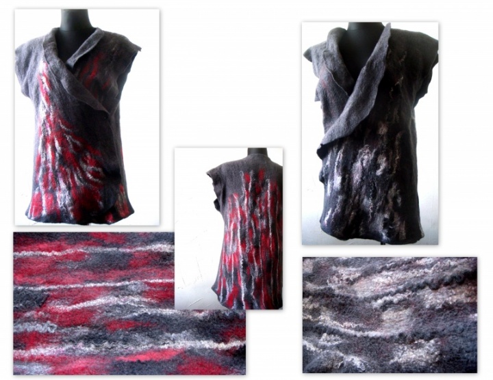 Felted merino wool vest, double sided