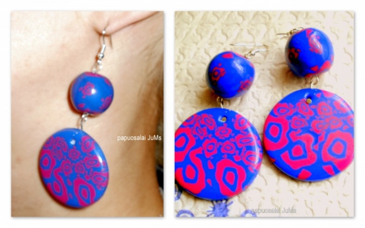 Earrings " pink-blue "