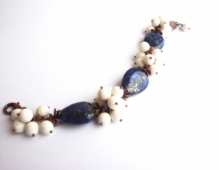 Lapis lazuli and coral bracelet picture no. 2