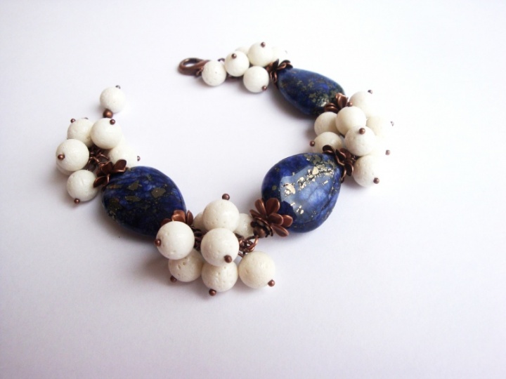 Lapis lazuli and coral bracelet picture no. 3