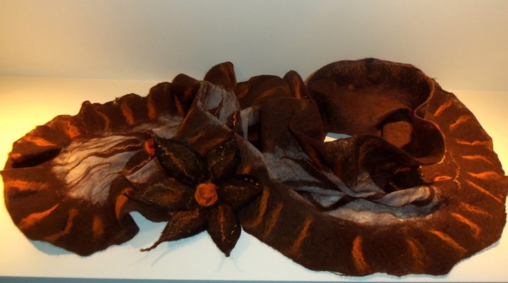 Brown scarf with flower