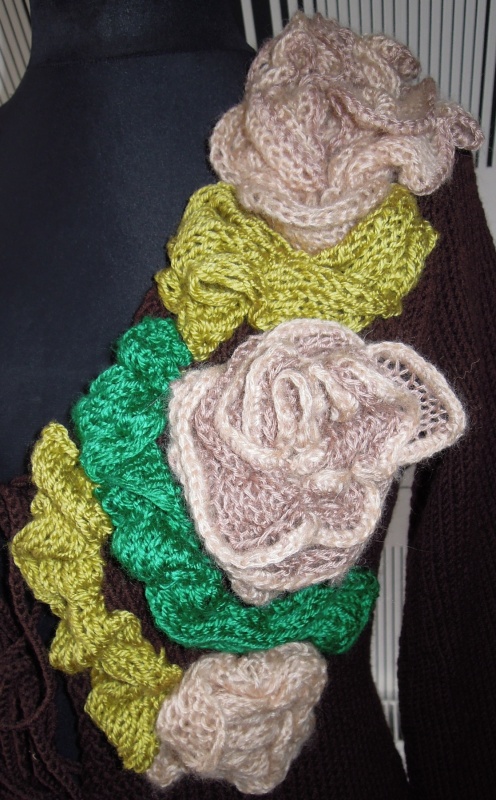 knitted coat " autumnal flowers "