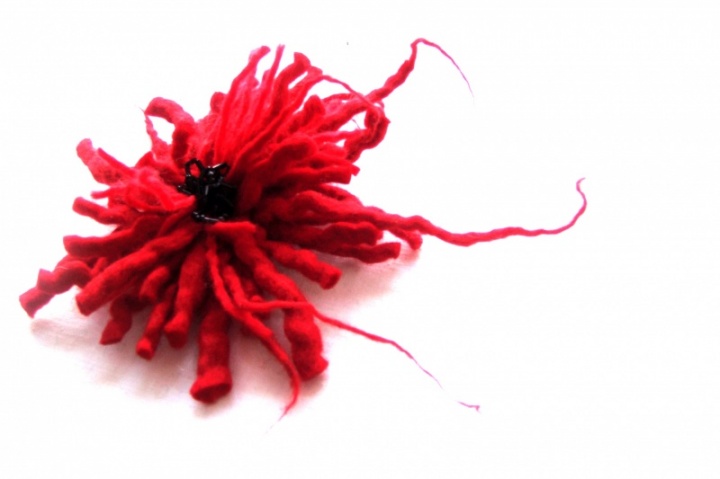 Felted merino wool flower.