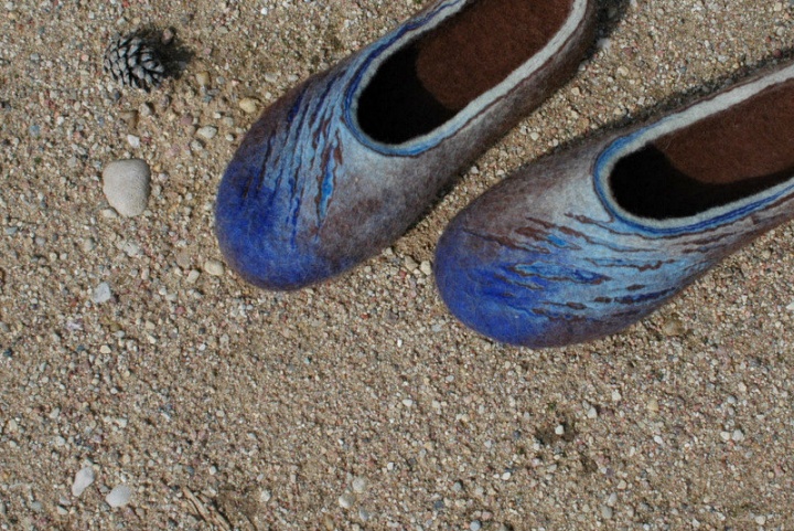 Blue brown slippers