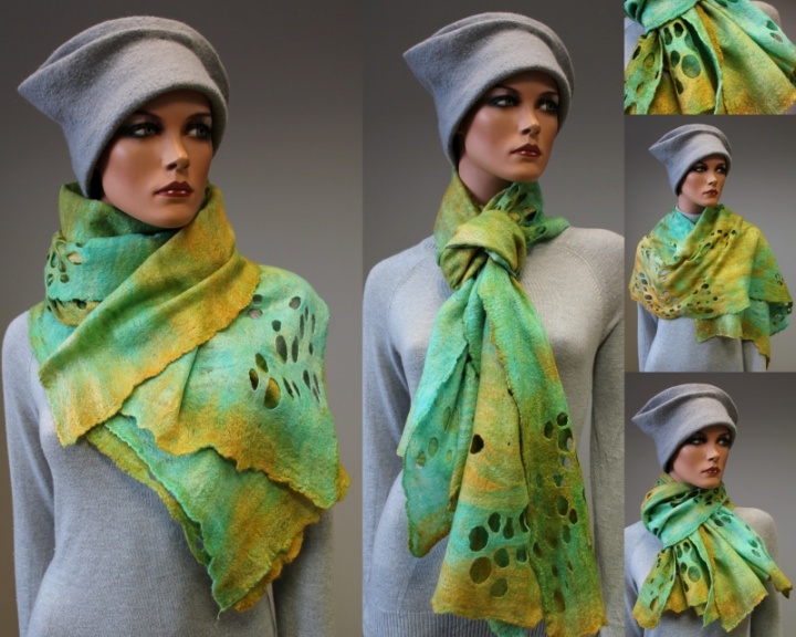 Felt scarf " Lime & amp; Lemon "