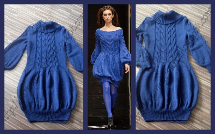 Blue knitted dress