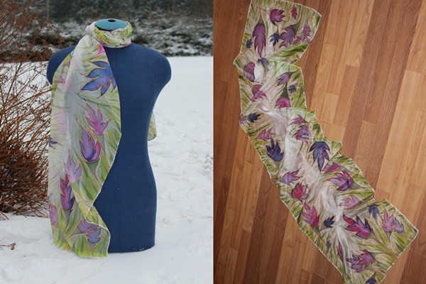 Painted silk shawl