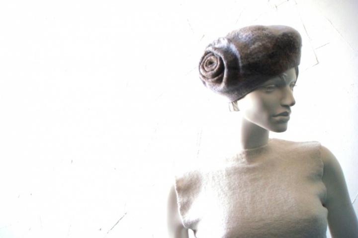 Felted merino wool beret