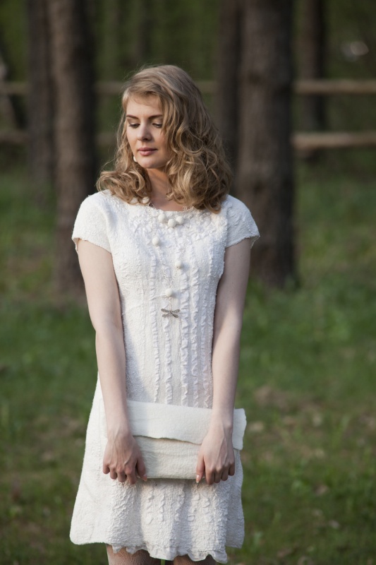 Felted merino wool and silk dress