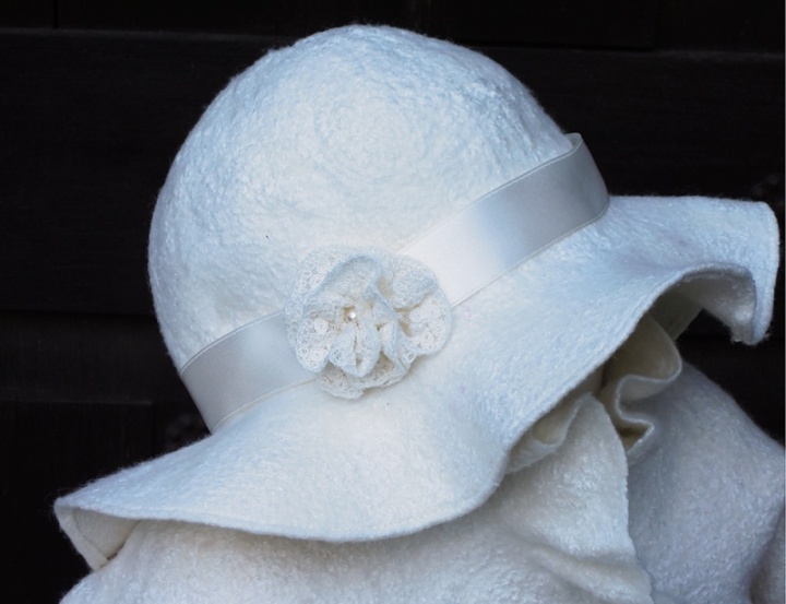 White baby hat christenings