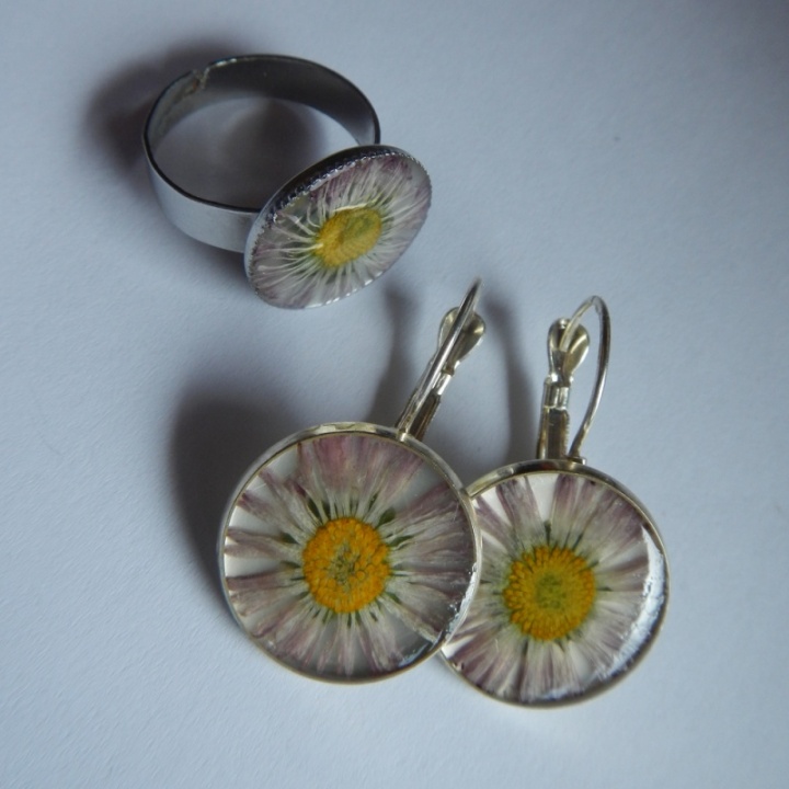 Earrings and ring " Daisies " picture no. 2