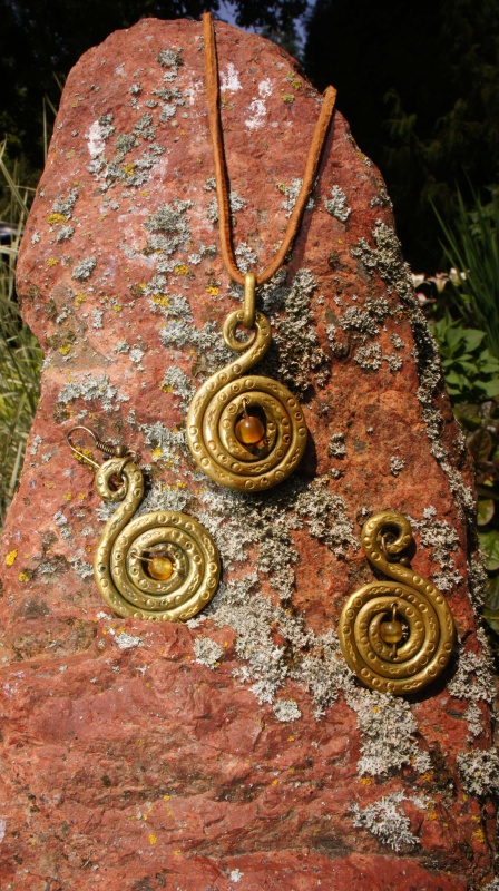 Brass and amber set