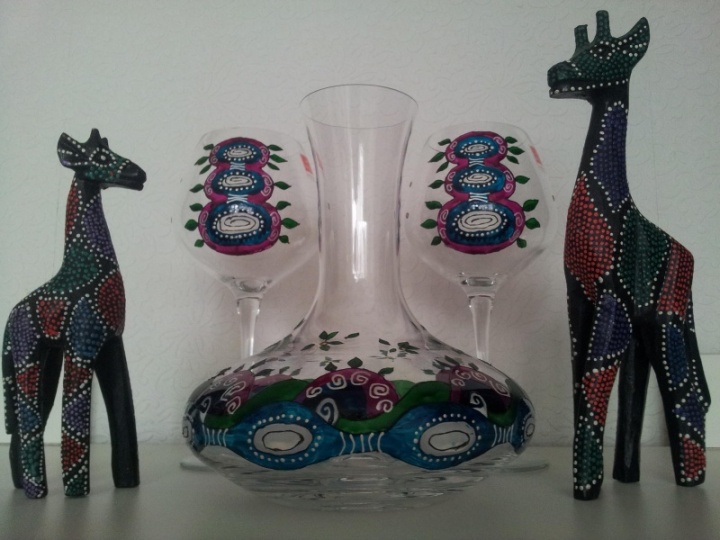 African decanter and two glasses again