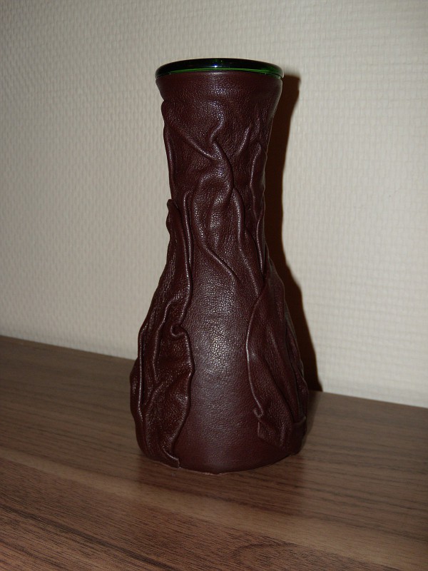 Leather decorated vase