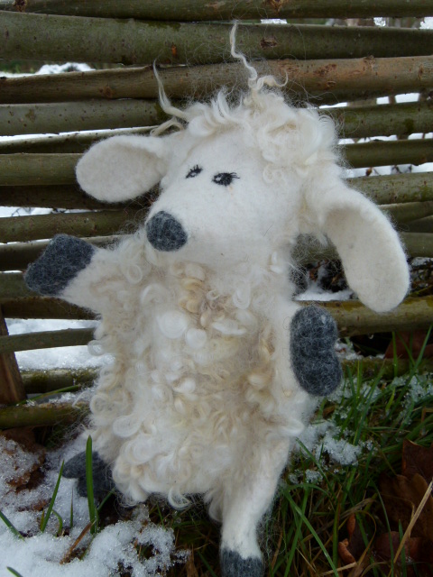 on the hand pushed a toy sheep after making " Dolly "