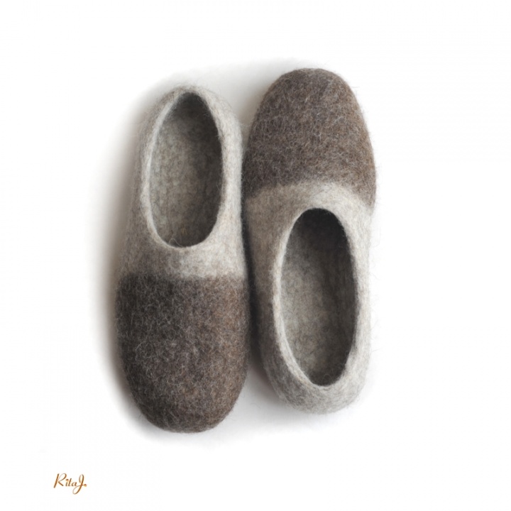 Felt slippers / felted slipper Coffee