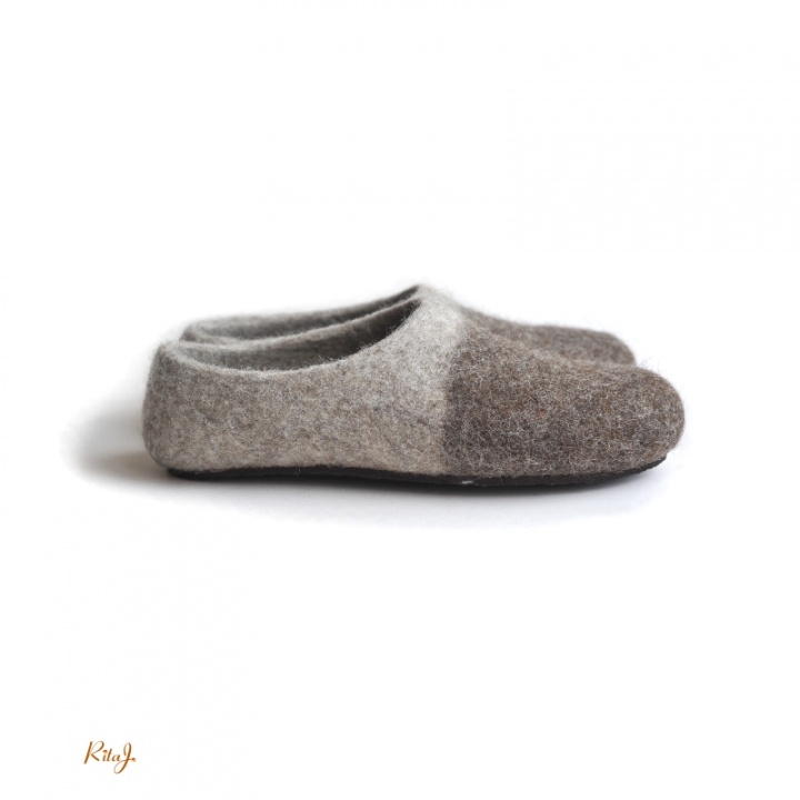 Felt slippers / felted slipper Coffee picture no. 2