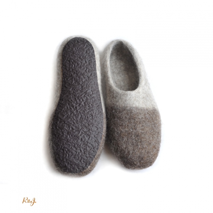 Felt slippers / felted slipper Coffee picture no. 3