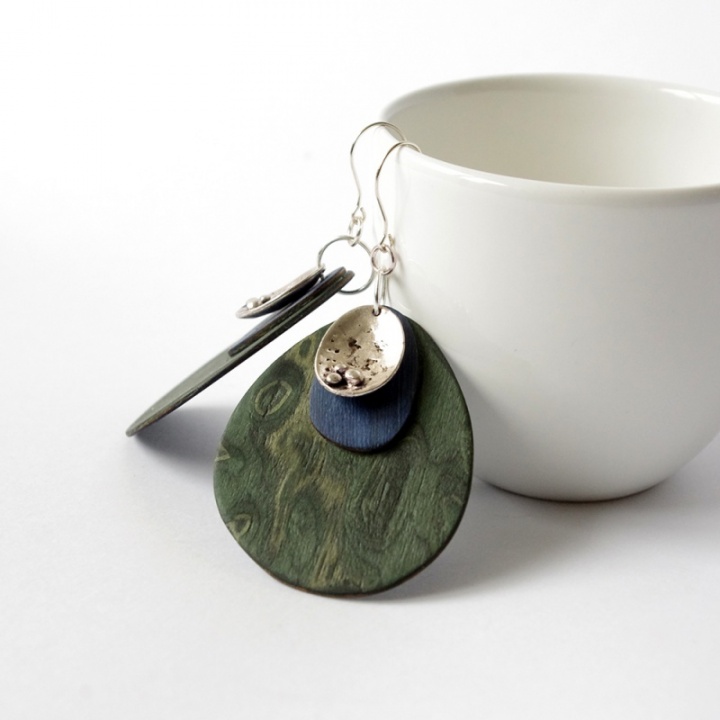 Greenery - a large wooden earrings