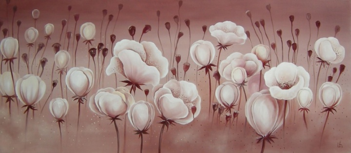 " white poppies " 90x40