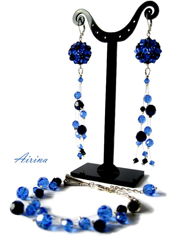 Blue Earrings and Bracelet