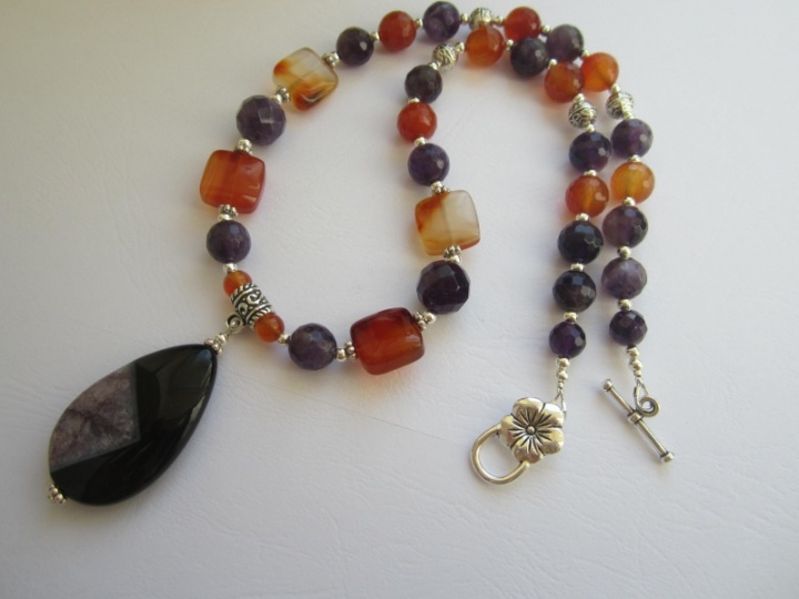 Carnelian and amethyst necklace