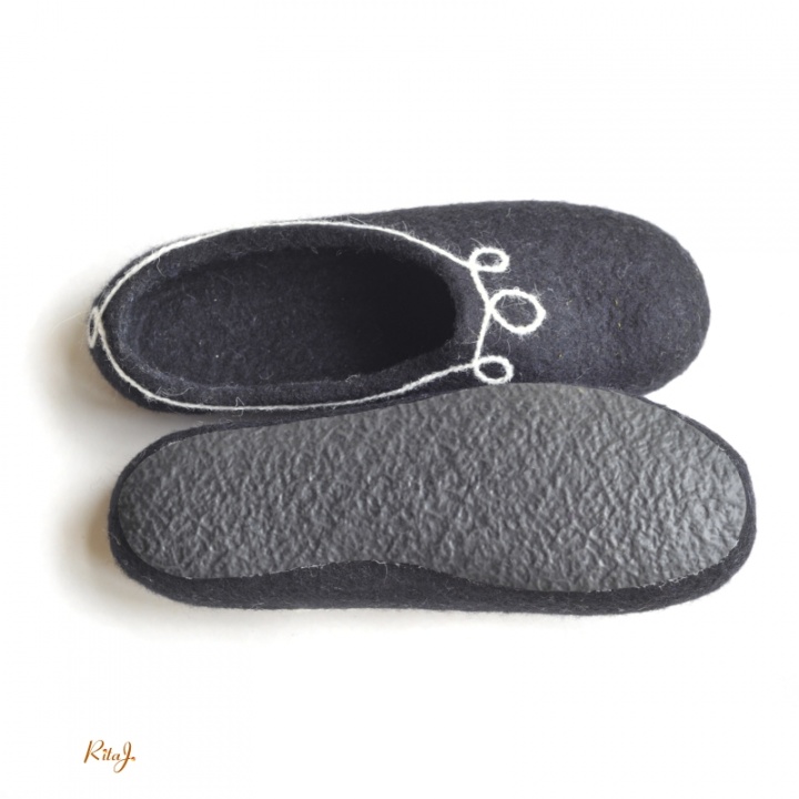 Felt slippers / felted slipper Black picture no. 3