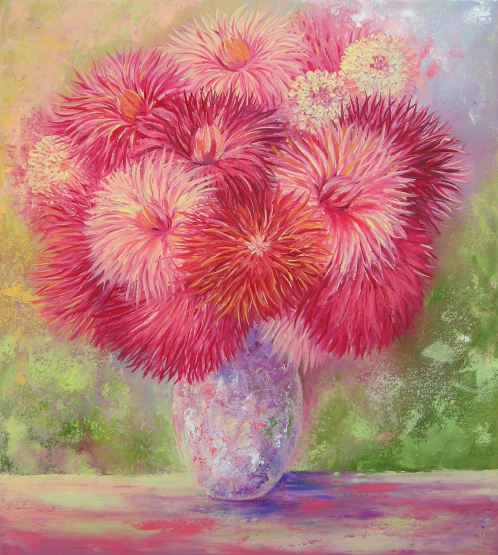 Foxy dahlias 45x50