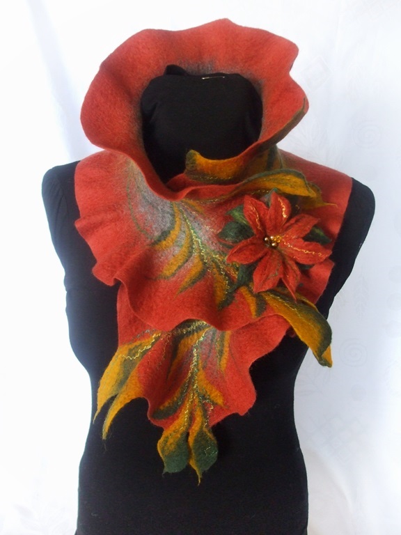 Rust gray scarf felting processes