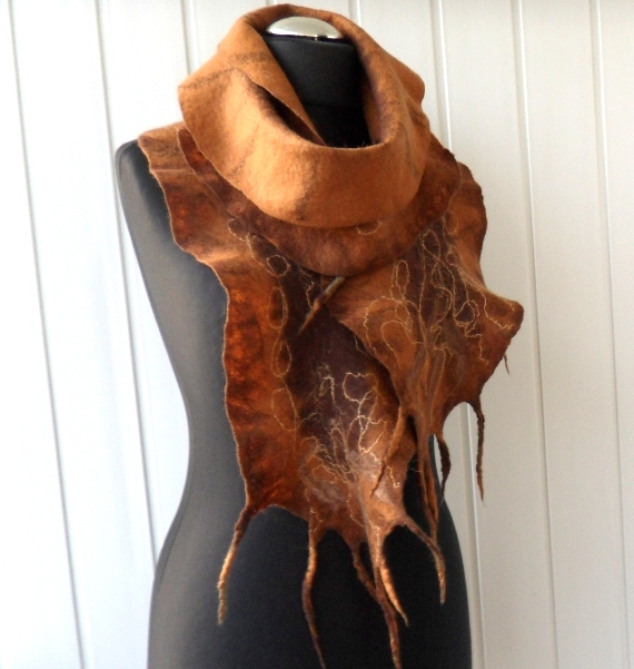 Golden Autumn - felting processes scarf