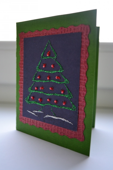 Christmas embroidered postcard " herringbone " picture no. 2