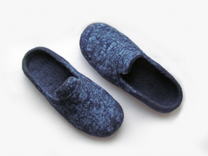 Felt slippers blue linen picture no. 2