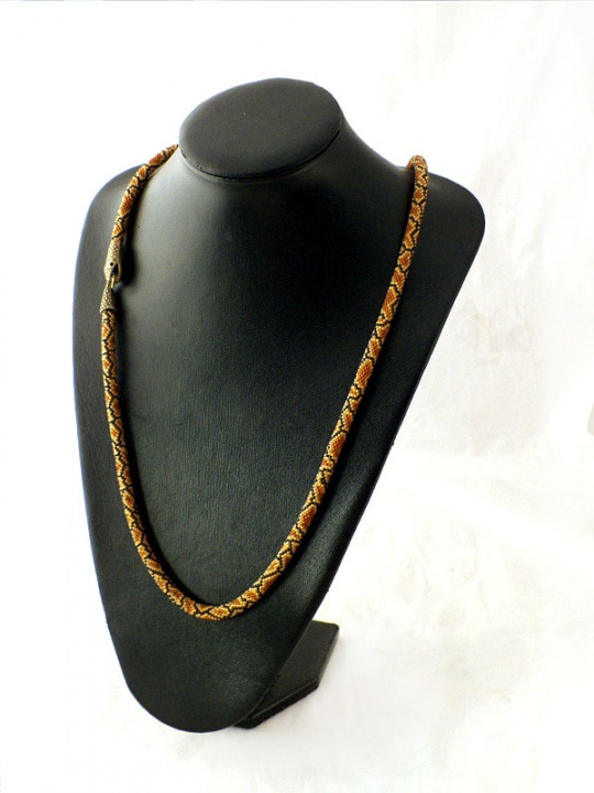 Bead crocheted necklace with snake skin print imitation picture no. 2