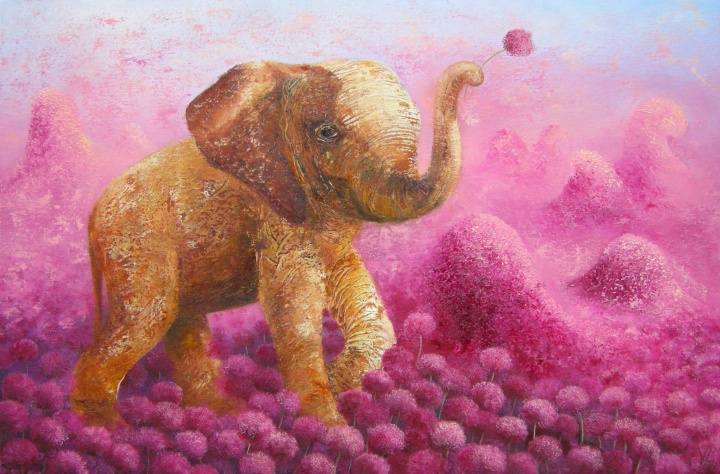 Elephant with Clover 50x75