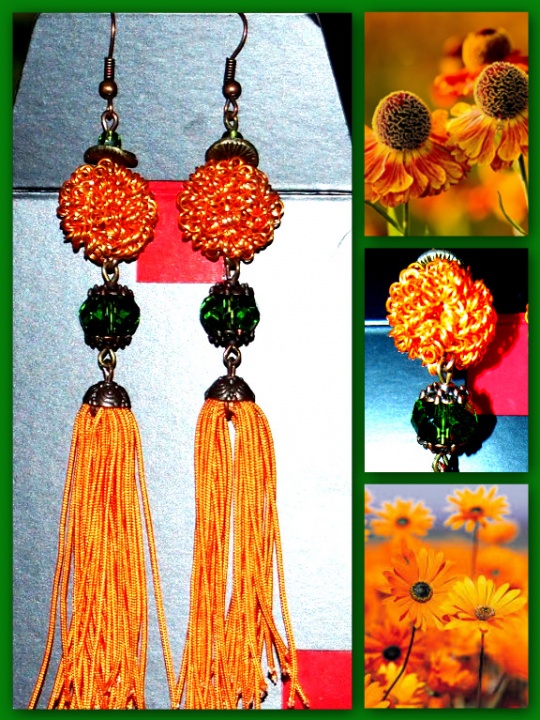 Long orange earrings