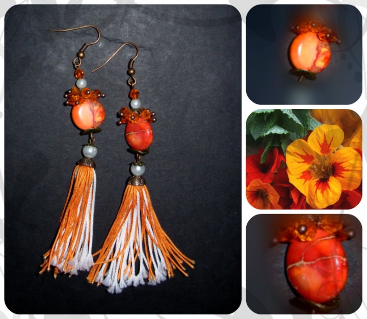 Long orange earrings