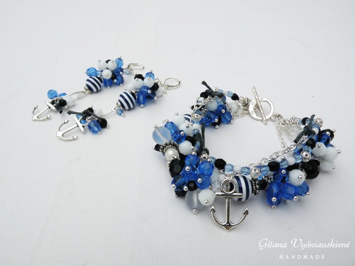 Bracelet and earrings " Sea "