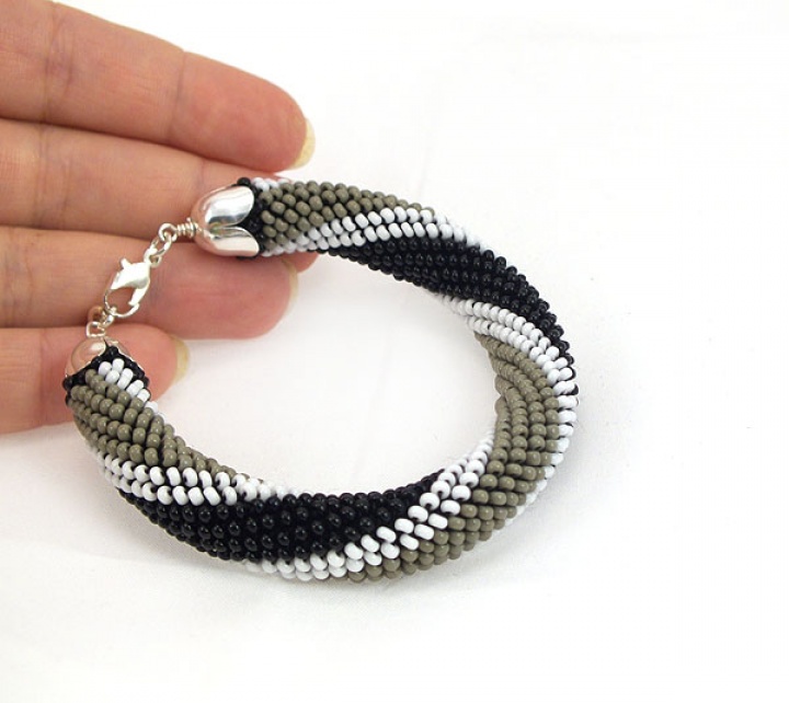 Crocheted gray bracelet (tow). picture no. 2