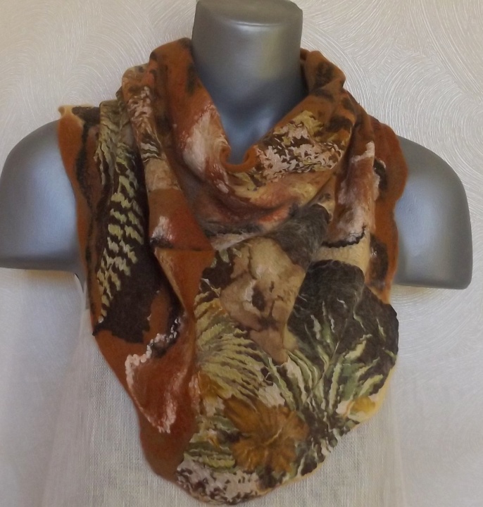 felting processes scarf autumn colors